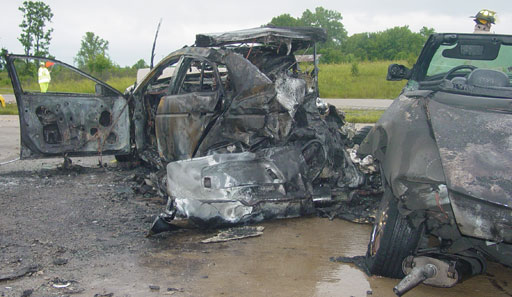 Totally Burned Car Crash